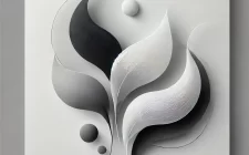 Minimalist black and white abstract design inspired by flowing plant shapes, symbolizing holistic nutrition and nourishment for the body, mind, and soul.